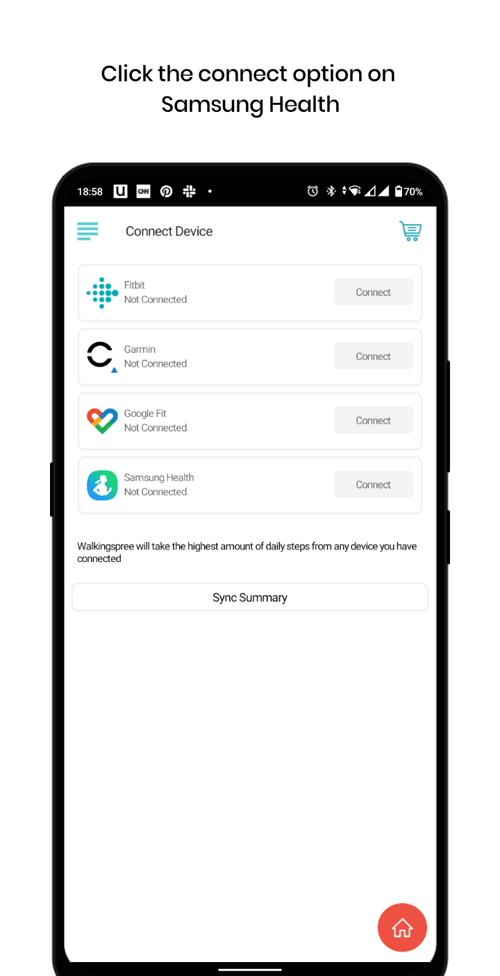 connect fitbit with samsung health